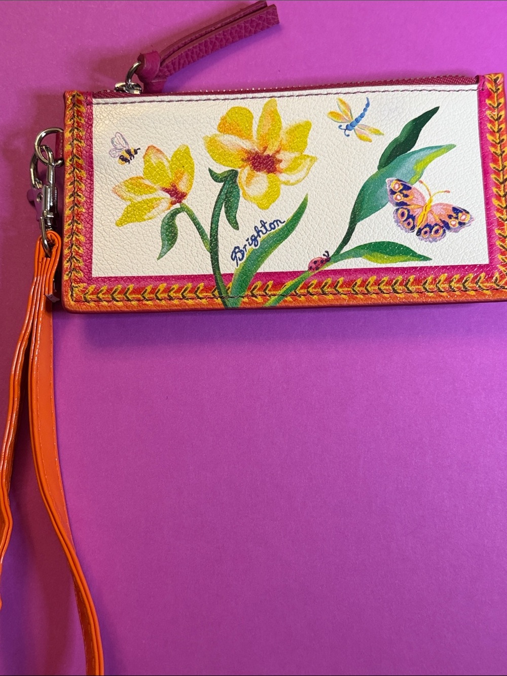 Brighton Floral Wristlet in Pink, Orange, Yellow and Green